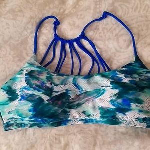 Prana blue print bikini top small